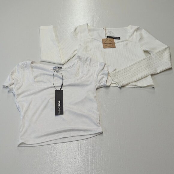 Fashion Nova Tops - NWT Shirt Bundle Fashion Nova White One Step Up Ivory Size S/M